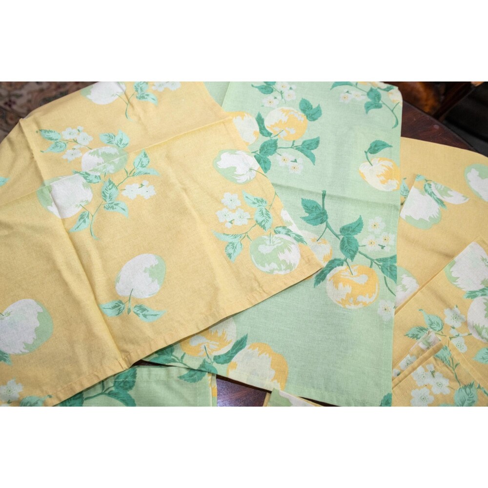 Set of 8 Yellow & Green Floral Cotton Dinner Napkins -  Botanical Tableware